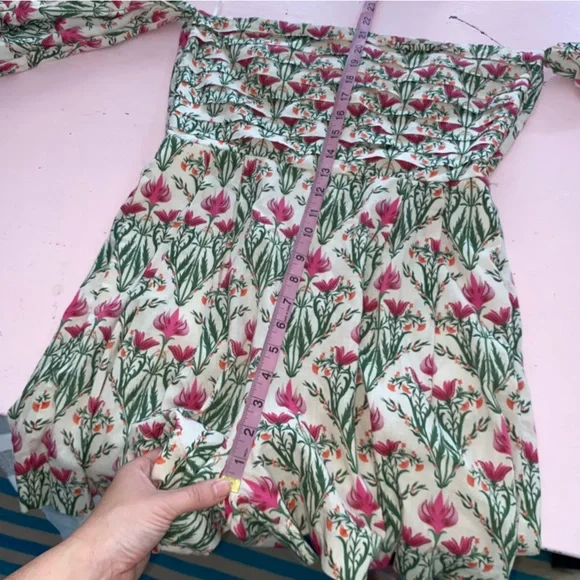 Espescia x Anthropologie off-shoulder floral-printed romper Pleated Front Spring - Picture 8 of 16